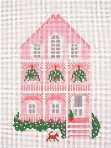 Canvas House~The Pink House, Cape May, NJ handpainted Needlepoint Canvas~by Needle Crossings