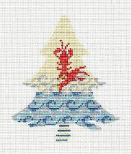 Kelly Clark Tree ~ Lobster Tree Coastal handpainted Needlepoint Ornament Canvas