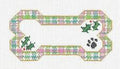 Dog Bone ~ Preppy Pink Plaid with Paw Print and Holly HP Needlepoint Ornament by Danji