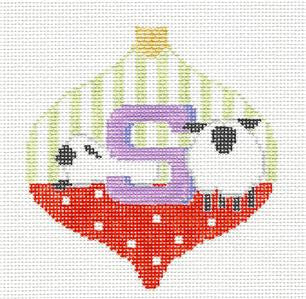 Bauble ~ ALPHABET LETTER "S" with Sheep handpainted Needlepoint Canvas by Kathy Schenkel