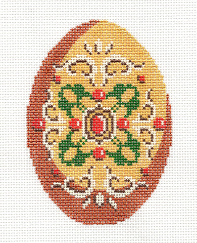 Faberge Egg ~ Ruby & Emerald Medallion Jeweled Egg **RETIRED** handpainted Needlepoint Canvas Ornament by LEE