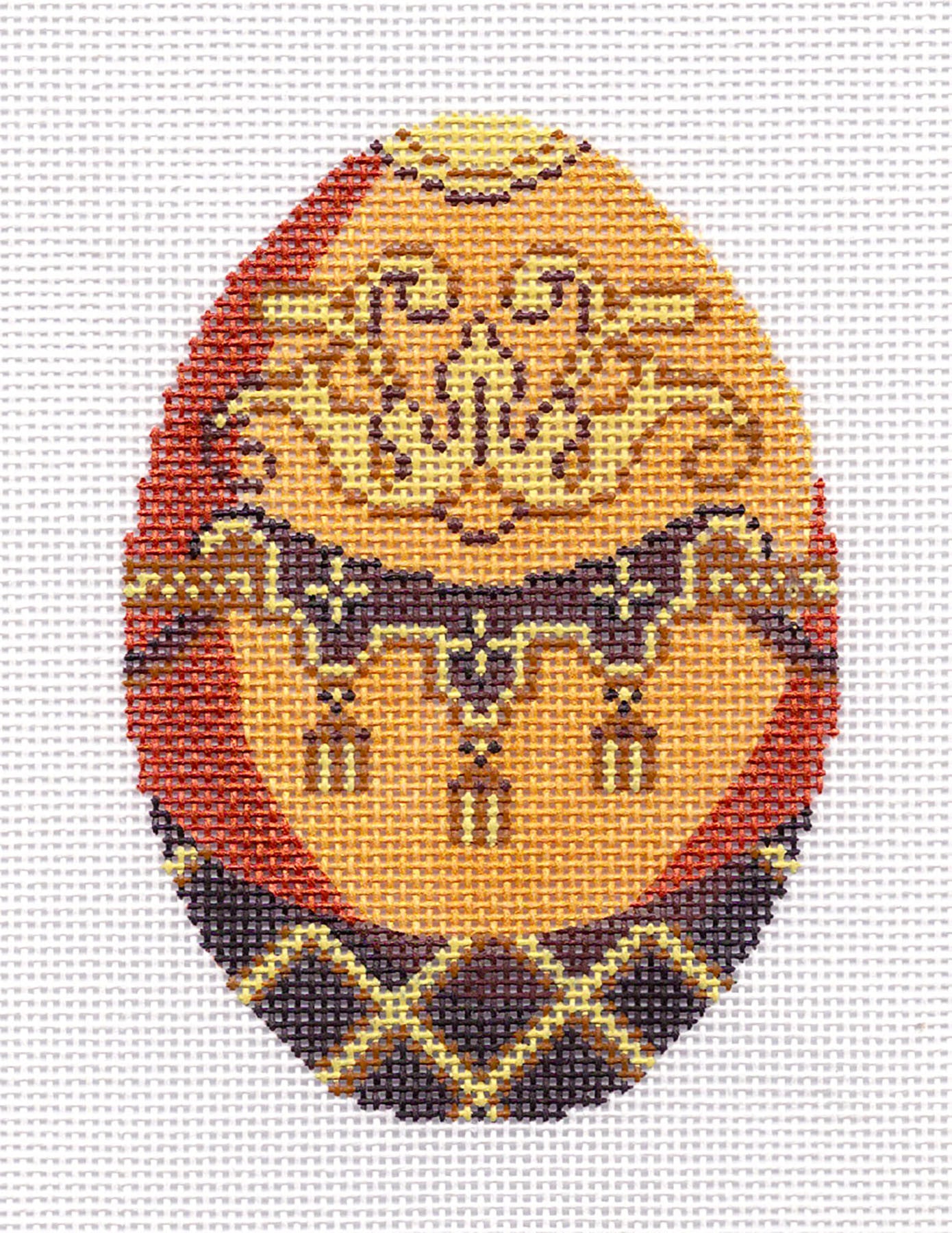 Faberge Egg ~ 3 Tassels Jeweled Egg handpainted Needlepoint Canvas Ornament by LEE