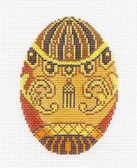 Faberge Egg ~ Golden Tassel Jeweled Egg handpainted Needlepoint Canvas Ornament