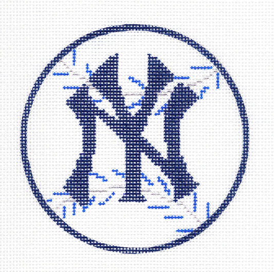 Sports ~ BASEBALL ~ NEW YORK YANKEES ~ Sports Team 18 Mesh handpainted 4" Rd. Needlepoint Ornament Canvas by KYPOD