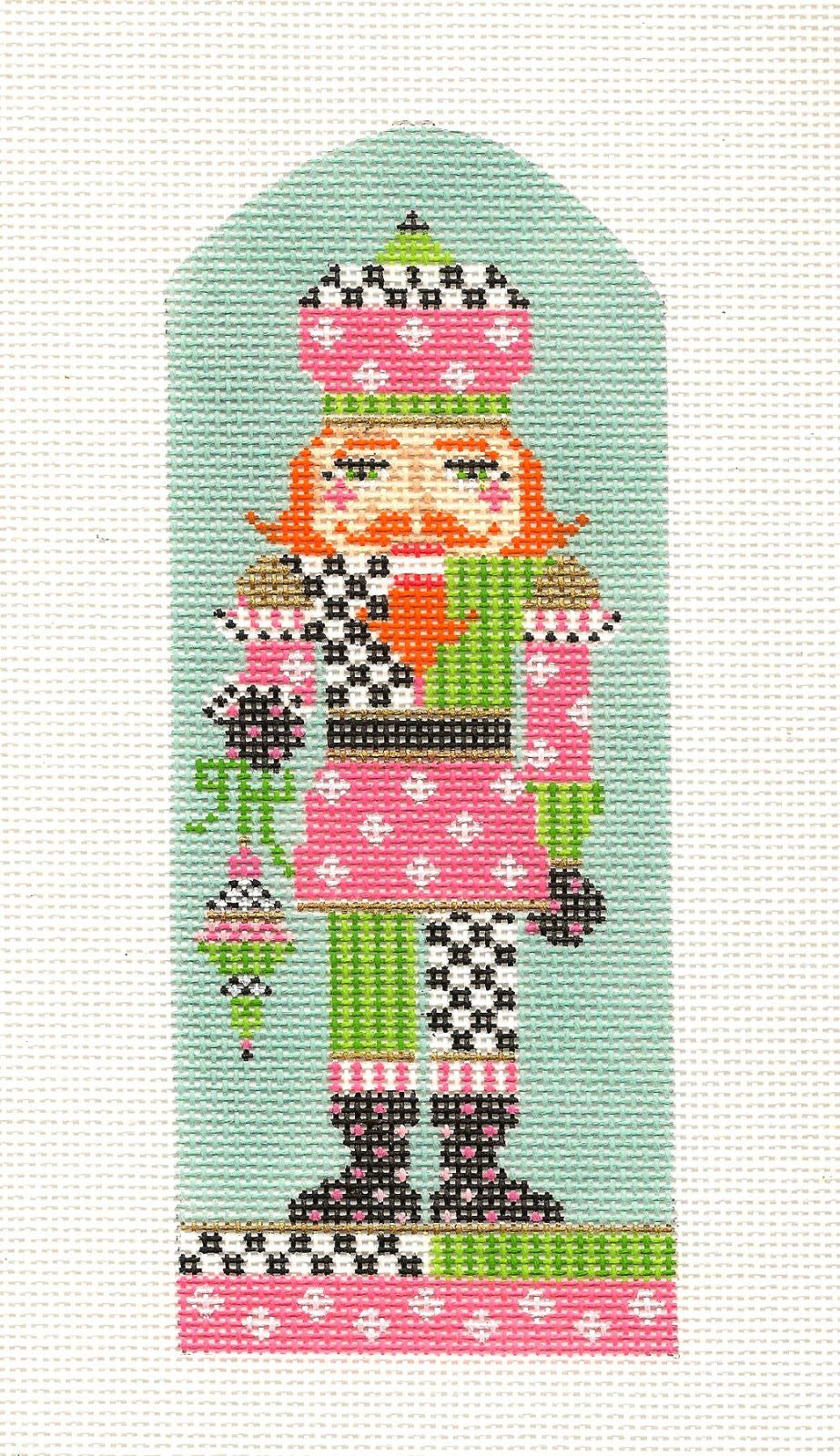 Kelly Clark Canvas ~ Nutcracker Ornament "Polka Dot Prince"  handpainted Needlepoint Canvas by Kelly Clark