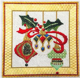 Christmas Canvas ~ THREE ELEGANT ORNAMENTS & STITCH GUIDE 13 mesh Needlepoint Canvas by Strictly Christmas