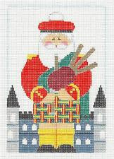 Canvas ~ Scottish Bagpiper Santa ~ 2 Canvas SET ~ with STITCH GUIDE handpainted Needlepoint Canvas by Kathy Schenkel