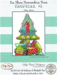 Kelly Clark Tree ~ Sea Shore Seahorse Tree & Stitch Guide HP Needlepoint Canvas