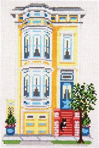 Canvas House~Pacific Height's Row House, San Francisco handpainted Needlepoint Canvas~by Needle Crossings