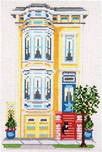 House ~ Pacific Height's Row House, San Francisco handpainted 18 Mesh Needlepoint Canvas by Needle Crossings