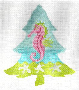 Kelly Clark Tree-Sea Shore Seahorse handpainted Needlepoint Canvas