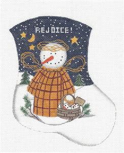 Mini Stocking-Rejoice Snowlady on Handpainted Needlepoint Canvas by Danji