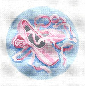 Round ~ Pink Ballet Slippers Elegant 4" Rd. Ornament handpainted 18 mesh Needlepoint Canvas by Needle Crossings