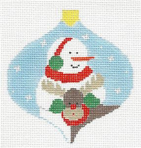 Bauble ~ Snowman & Reindeer handpainted Needlepoint Canvas by Kathy Schenkel