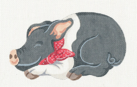 Canvas ~ Black & White Pig Ornament handpainted Needlepoint Canvas by Silver Needle