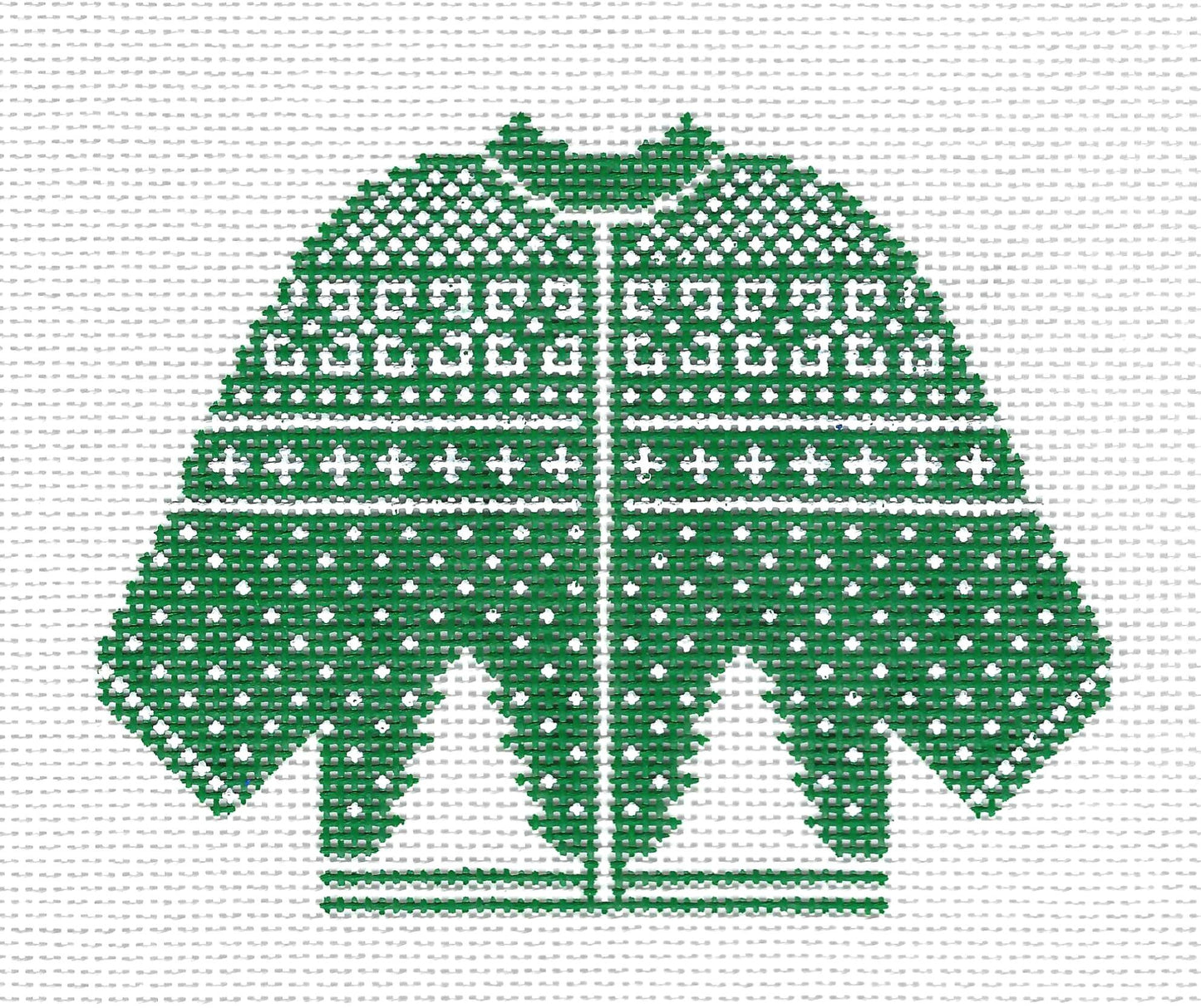 Sweater ~ Green & White Trees Cardigan Sweater Ornament by Silver Needle 13mesh handpainted Needlepoint Canvas by Silver Needle