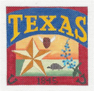 Travel ~ Travel Post Card TEXAS STATE handpainted Needlepoint Canvas Ornament by Denise