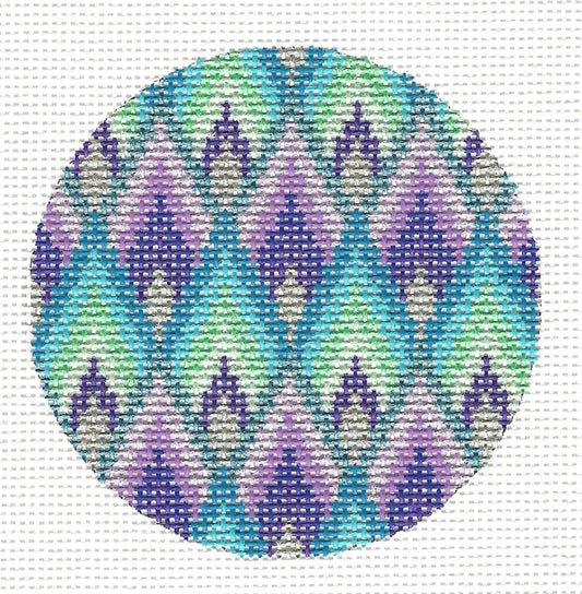 Round ~ Elegant Bargello Ornament on Handpainted Needlepoint Canvas by Tanya Mertel from Danji