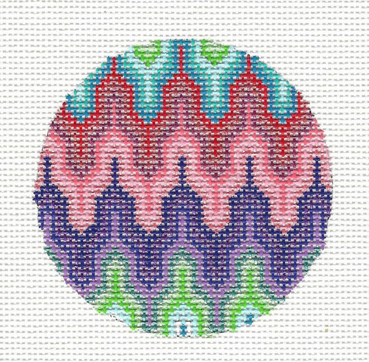 Round ~ Flame Bargello Jewel Tones Ornament handpainted Needlepoint Canvas by Tanya Mertel from Danji
