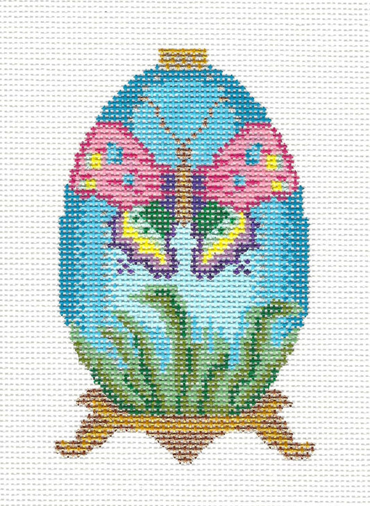 Egg ~ Butterfly Jeweled Egg Ornament on Handpainted Needlepoint Canvas from Danji Designs