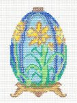 Egg-Daffodil Jeweled Ornament on Handpainted Needlepoint Canvas~ by Danji Designs