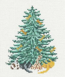 Christmas Tree Canvas ~ Christmas Dog and Dog Bone Tree on 13 Mesh handpainted Needlepoint Canvas by Needle Crossings