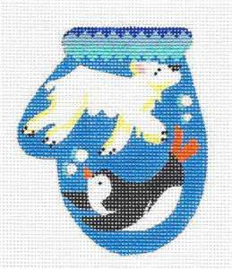 Mitten~Under Water handpainted Needlepoint Canvas by KAMALA from JulieMar