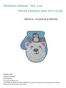 Mitten ~ Polar Bear & Penguin handpainted Needlepoint Ornament Canvas & STITCH GUIDE by JulieMar