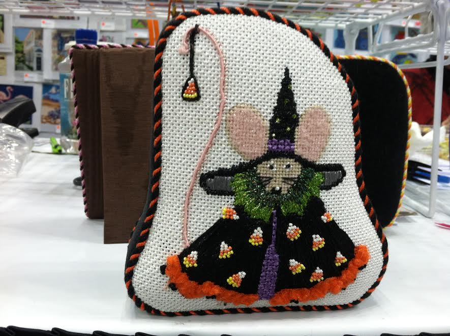 Mouse ~ Halloween Witch Mouse with STITCH GUIDE on handpainted Needlepoint Canvas by Lainey Daniels from  Danji Designs