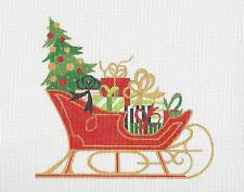 Christmas ~ Santa's Sleigh handpainted Needlepoint Canvas by Raymond Crawford