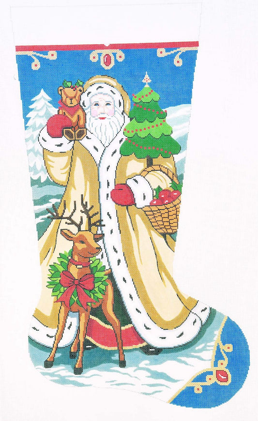Christmas Stocking ~ Full Size Elegant Santa #2 handpainted Needlepoint Canvas