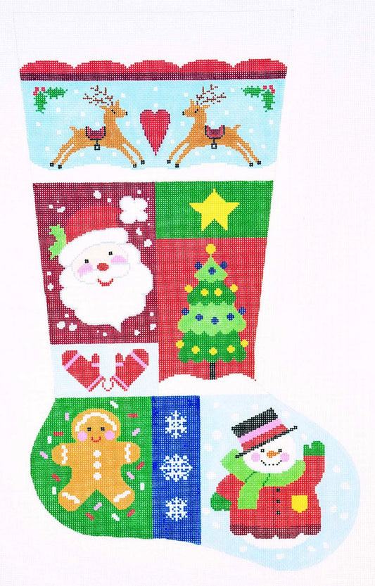 Stocking ~ Full Size Christmas Treasures Sampler #1 Stocking 13 mesh handpainted Needlepoint Canvas by LEE