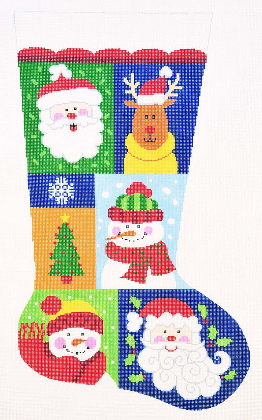 Stocking~ Full Size Christmas Sampler #2 handpainted Needlepoint Canvas