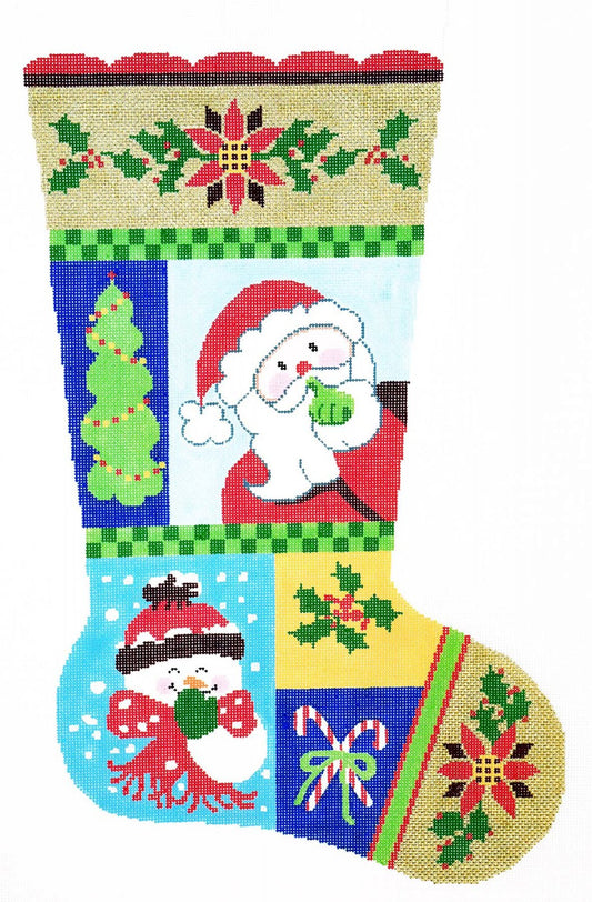 Stocking~ Full Size Santa's Secrets handpainted Needlepoint Canvas