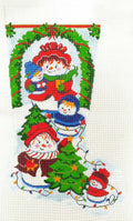 Stocking ~ Full Size Snow Fun handpainted Full Size Needlepoint Stocking Canvas