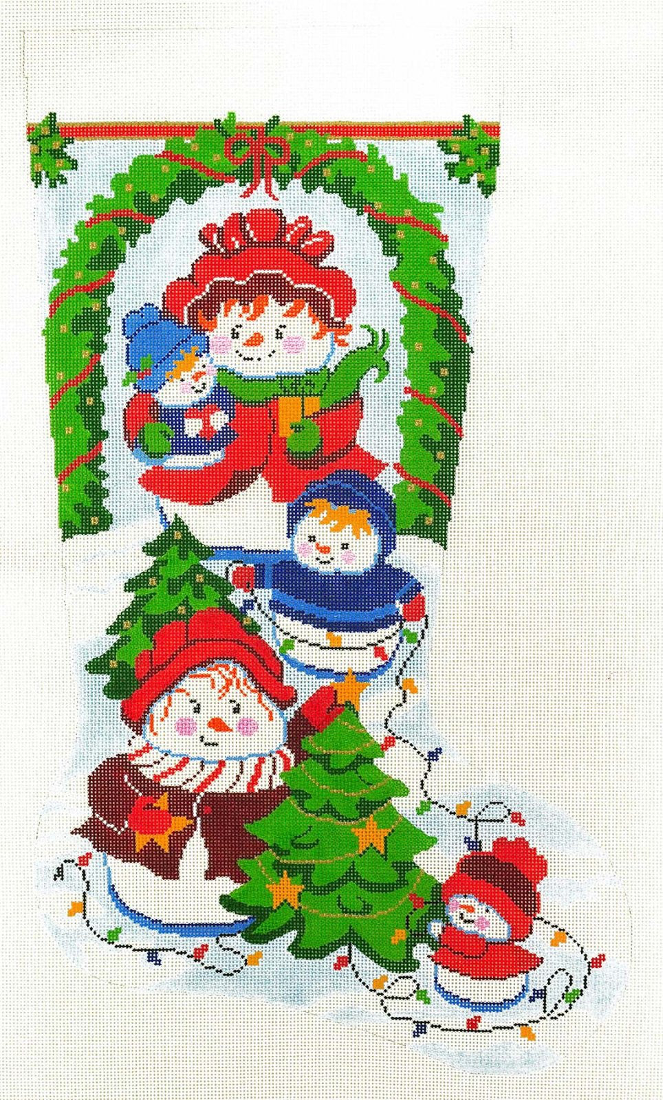 Stocking ~ Full Size Snow Fun handpainted Full Size Needlepoint Stocking Canvas