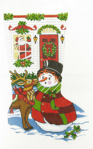 Christmas Stocking ~ Full Size Reindeer Antics handpainted Needlepoint Canvas by LEE