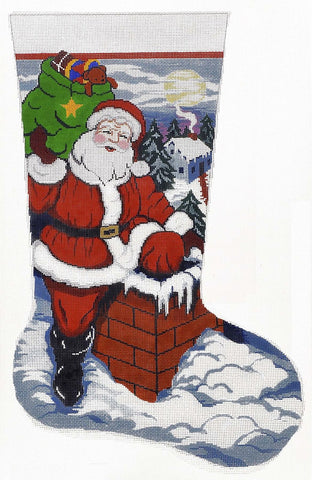 Stocking ~ Up on the Rooftop Full Size Stocking handpainted Needlepoint Canvas by LEE Needle Art