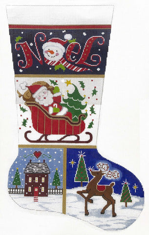 Stocking~ Full Size Noel Patch handpainted Needlepoint Canvas