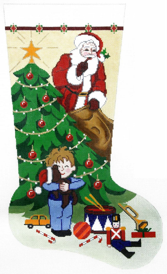 Stocking~ Full Size SHH! Don't Tell! ~ Boy handpainted Needlepoint Canvas
