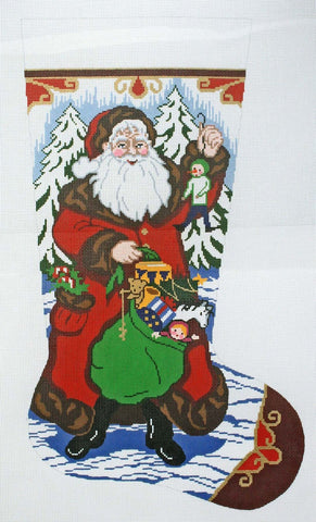 Stocking~ Full Size Santa with Gifts handpainted Needlepoint Canvas