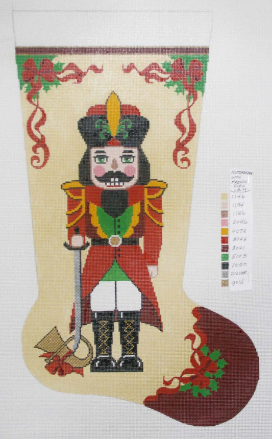 Stocking ~ Nutcracker with French Horn Full Size handpainted Needlepoint Canvas by LEE