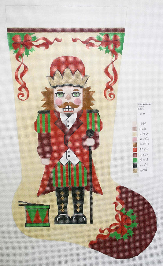 Stocking ~ Nutcracker with Drum Full Size Stocking handpainted Needlepoint Canvas by LEE