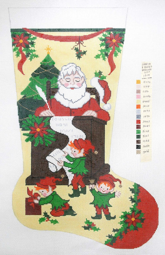 Stocking~ Full Size Santa's List handpainted Needlepoint Canvas