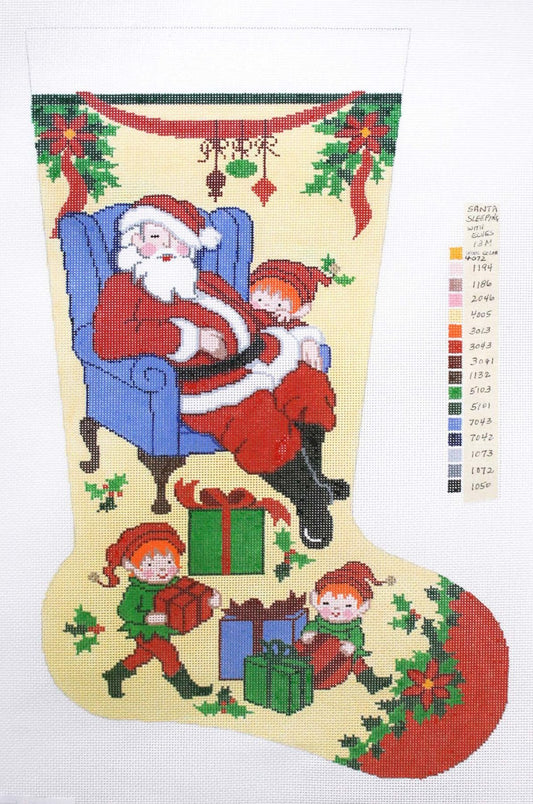 Stocking~ Full Size Sleeping Santa handpainted Needlepoint Canvas