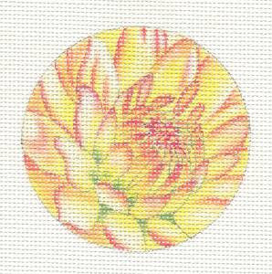 Round ~ Golden Chrysanthemum Flower handpainted 3" Rd. Needlepoint Canvas By Lani